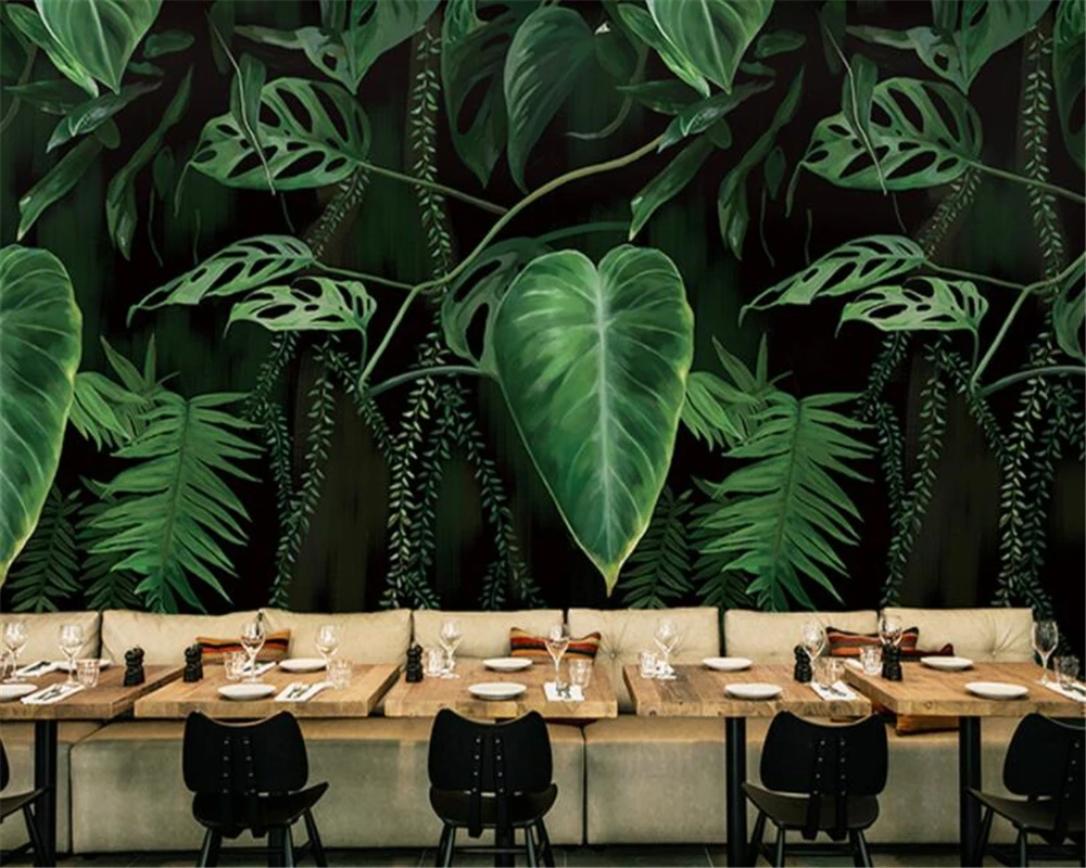 

beibehang Custom 3d wallpaper mural retro tropical rainforest palm banana leaf living room TV background wall 3d wallpaper