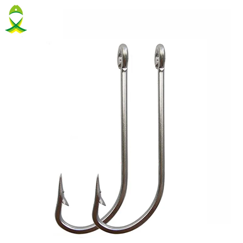 JSM 50pcs/lot Stainless Steel Fishing Hook Long Shank Saltwater Hooks