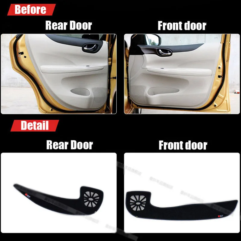 

4pcs Fabric Door Protection Mats Anti-kick Decorative Pads For Nissan Tiida 2011-2014