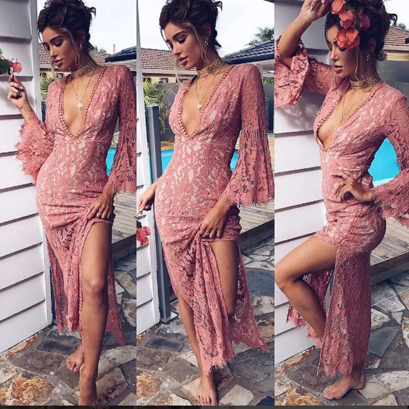 2017 г. пикантные Для женщин Boho Длинные Макси платья летних вечеринок вечернее