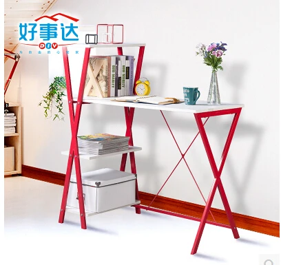 

Students creative desktop computer desk 100 cm modern red + white desk bookcase conjoined combination