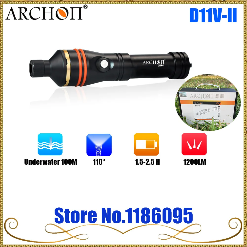 ARCHON D11V II/D11V-II/W17VII 100 м подводный Сноркелинг фонарь для дайвинга фонарь Макс 1200 люмен