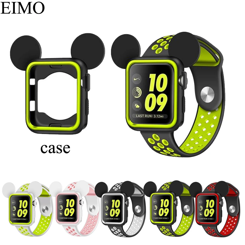 

Soft and Slim Watch Case For Apple Watch Band 42mm 38mm Iwatch 3 2 1 Smartwatch Replacement Silicone Protection Mickey Case