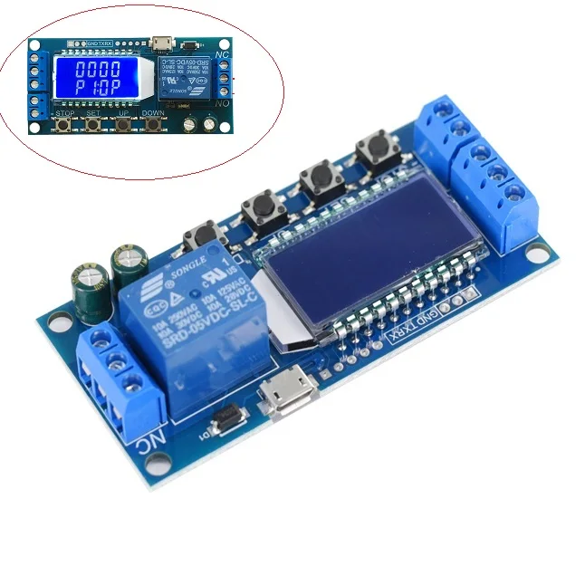 

Delay Time Micro USB 6-30V Relay Module Timing Switch Control Cycle Timer LCD Display Intelligent Control Time Board Module