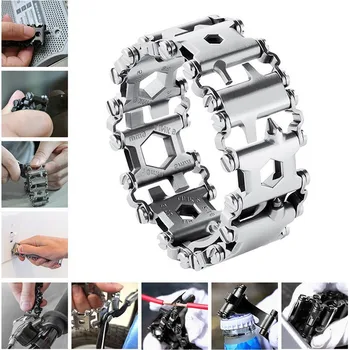 

Survival Multi Tools Wearable 29 In 1 Stainless Steel Bracelet Strap Multi-function Screwdriver Outdoor Emergency Kits Multitool