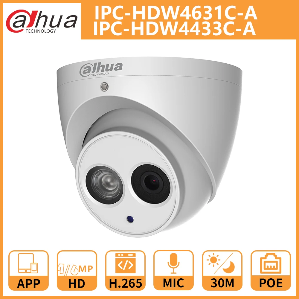  DH Dahua IP Camera 4MP 6MP IPC-HDW4631C-A IPC-HDW4433C-A Dome CCTV Camera with IR Poe Built-in Mic  - 32998910315
