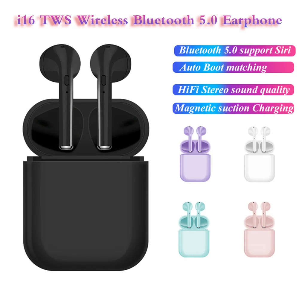 

i16 TWS Dual Wireless Bluetooth Earphone 5.0 Sport headset 3D Stereo Sound Earbuds With Microphone For Mobile Phone