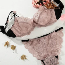 Сексуальный кружевной бюстгальтер трусы комплект ультра-тонкий Женщина Лолита для девочек комплект с бюстгальтером сексуальное женское нижнее белье