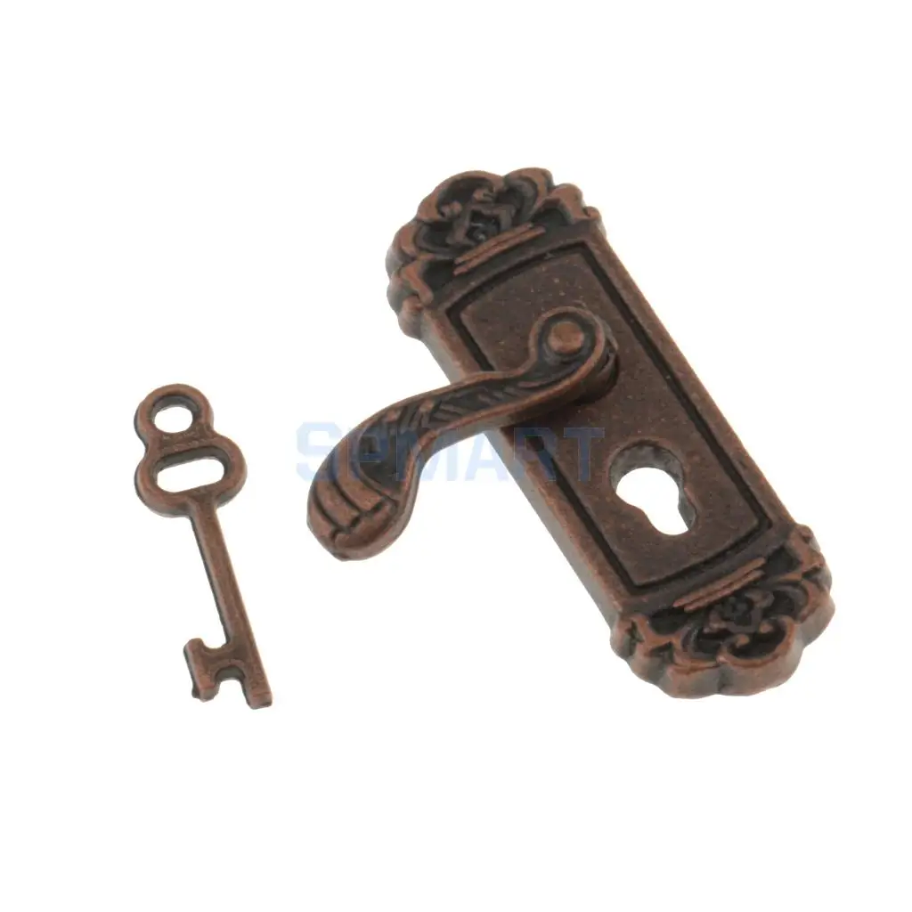 4 Pieces 1/12 Dollhouse Miniature Vintage Door Locks Keys - Left Handle