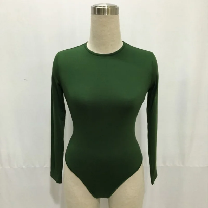 Sexy long sleeve bodysuit Women elastic black nude fashion elegant bodysuit Casual Button winter autumn romper Female body suits