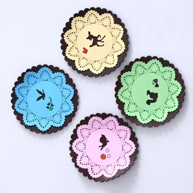

Animal lace carve patterns or designs on woodwork PVC soft plastic circular cup mat 9.8cm free shipping