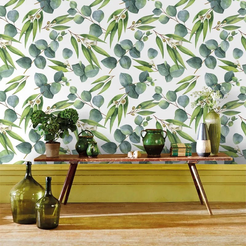 Tuya Art Kitchen wallpaper green leaf for wall background decoration