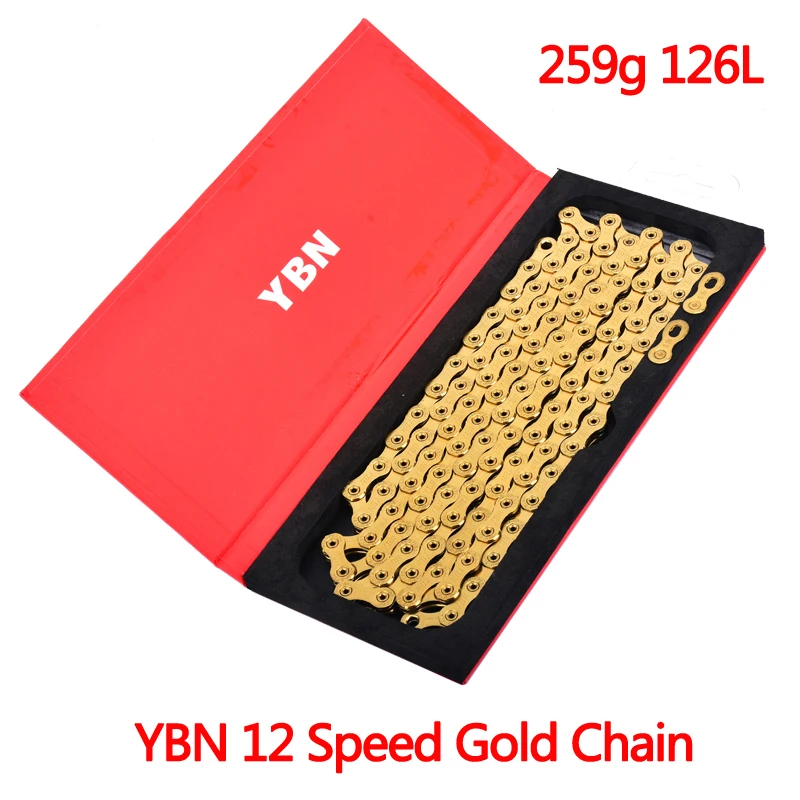 

YBN 12 Speed Gold Chain For Shimano Sram Campagnolo Systen Bike Chain For MTB And Road Bicycle 126L 259g