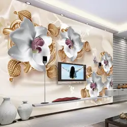 Beibehang Большой заказ обои Роскошные 3D ювелирные изделия цветок ТВ фоне стены Гостиная