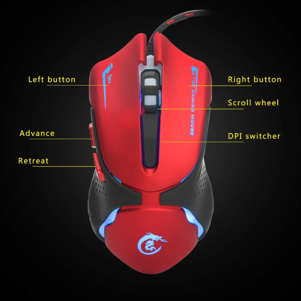 3200 dpi игровая мышь высококлассная оптическая профессиональная игровая мышь с 7 яркими цветами светодиодный и эргономичный дизайн для геймера