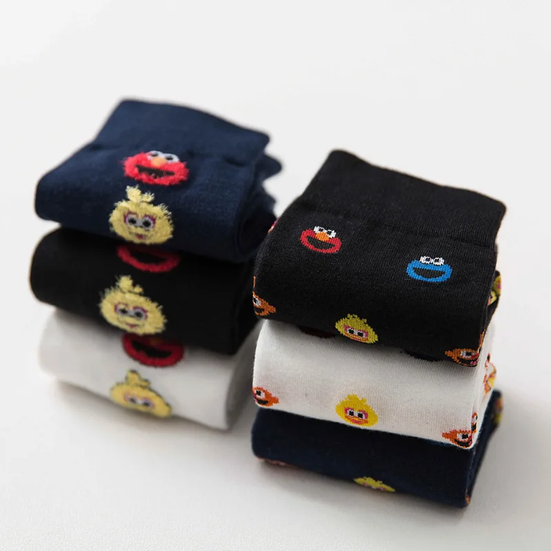 Women's Funny Cartoon Crew Harajuku Hip Hop Street Art Cotton Tube socks Lover's Gift Socks For Summer Autumn