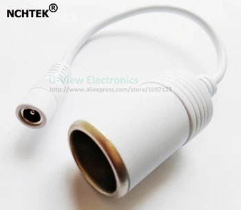 

NCHTEK WHITE Color DC 5.5*2.1mm Female Plug To Cigarette Lighter Car Battery Charger Cable/Free Shipping/1PCS
