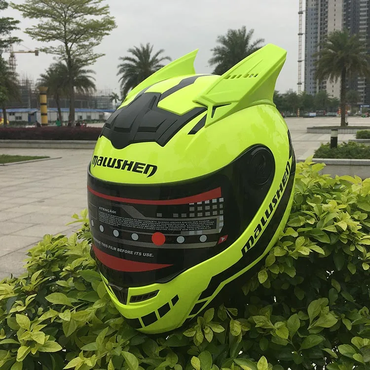 

malushen Motorcycle helmet full helmet four seasons male female horned motorcycle helmet