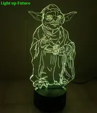 new arrival Master Yoda 3D RGB visual table lamp for bed room changable atmosphere night lights for Star war Fans N1279