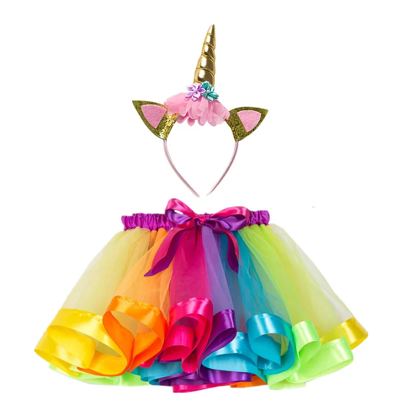 Лето, милая красочная юбка-пачка, одежда для маленьких девочек, детское Радужное фатиновое платье для девочек, танцевальная юбка-американка для маленьких девочек 0-8 лет - Цвет: Set 4