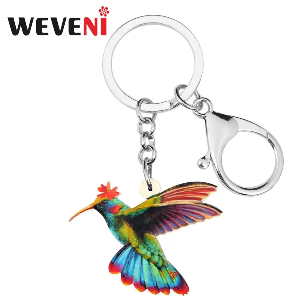 WEVENI акриловый цветной брелок с летающим Колибри модные брелки животными дизайн
