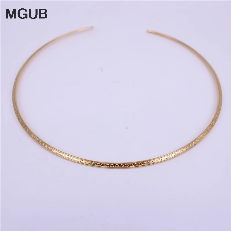 

MGUB 316L stainless steel jewelry collar 3mm gold color adjustable size Men and women wear LH541