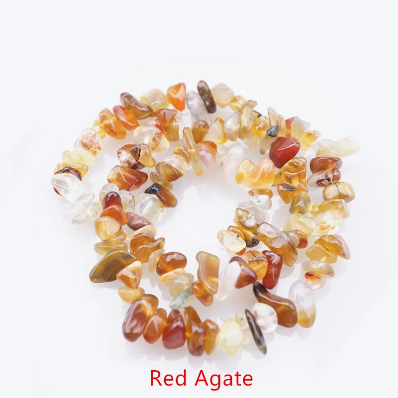 16 дюймов натуральный камень Бусины чипсы 5-8 мм Нерегулярные кристалл агатовый гравий бусины Diy браслет для ювелирных изделий HK058 - Цвет: Red Agate