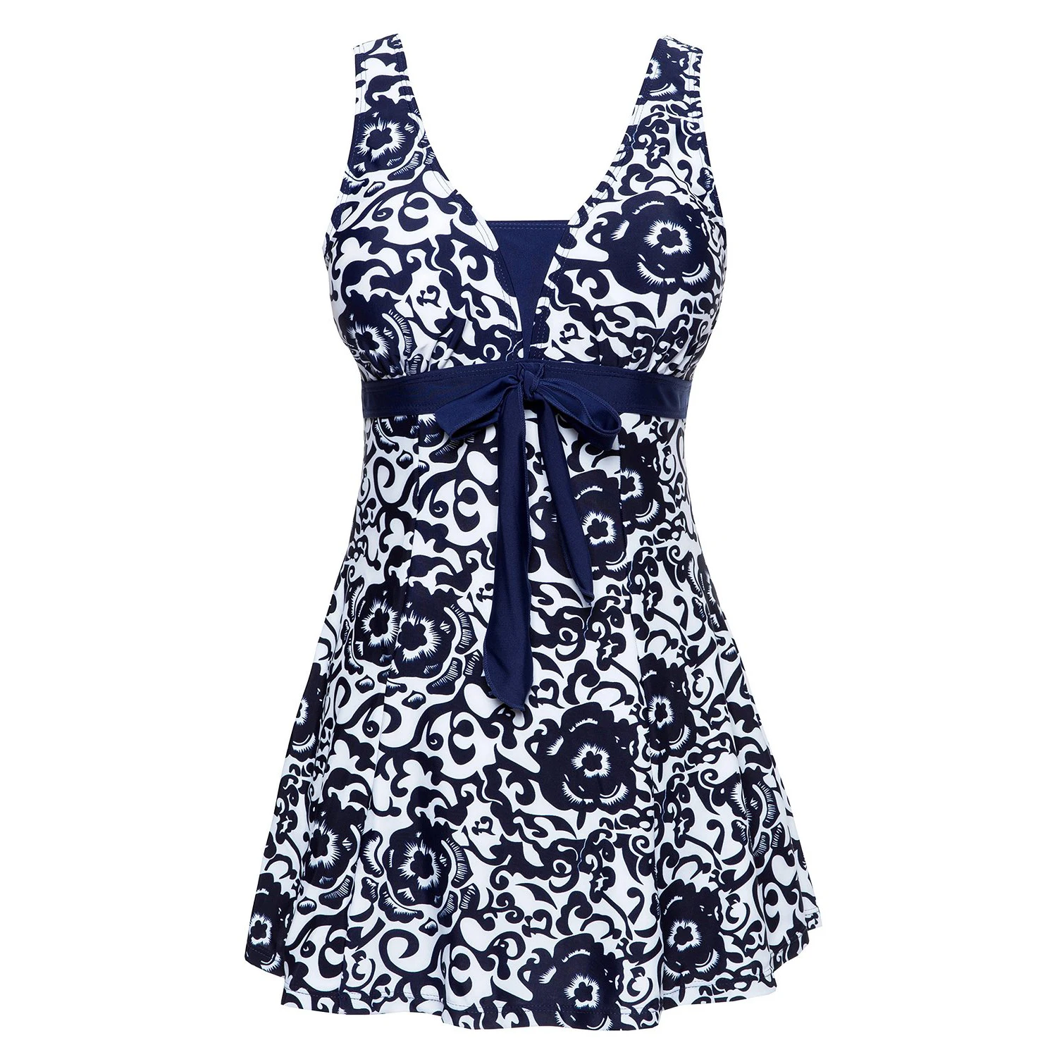 Women's Halter Shaping Body One piece Swimsuit Plus Size Swimwear Navy