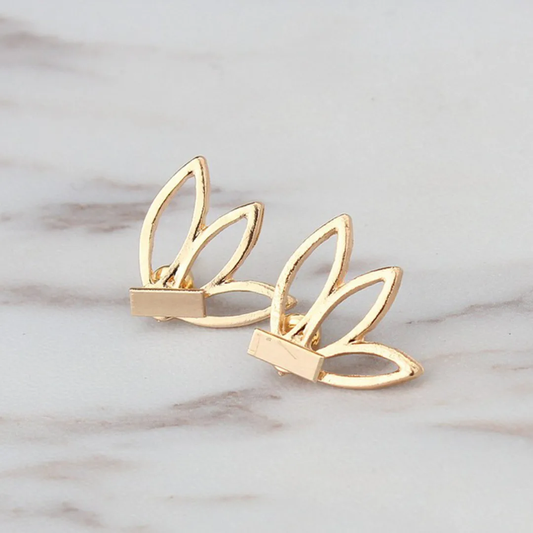 Shellhard Gold Silver Plated Earrings Ear Jacket Vintage Hollow Flower Lotus Earring Brincos Femme Bijoux For Women Jewelry