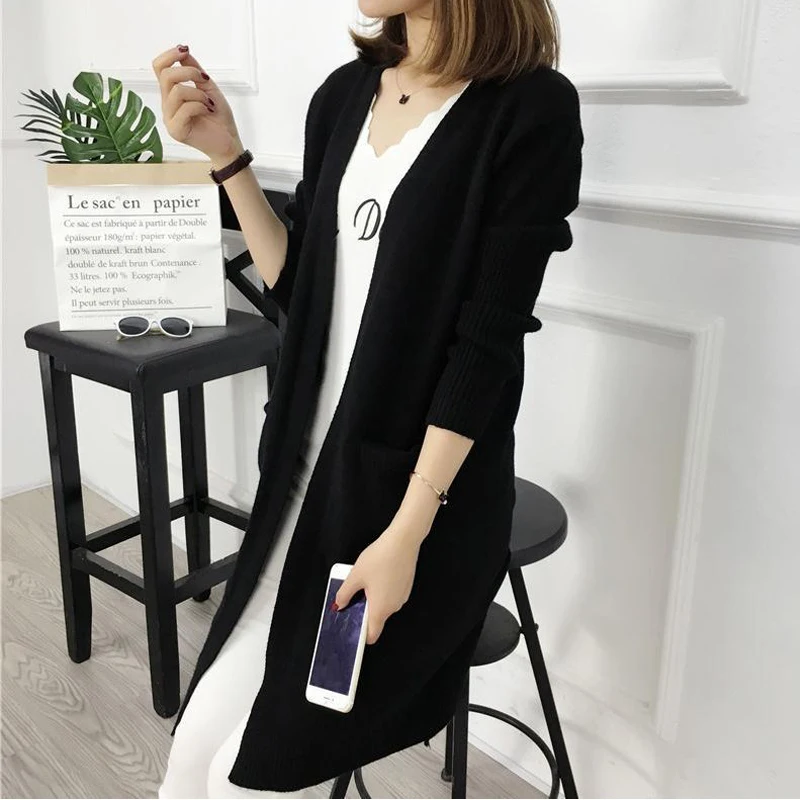 Women Autumn Open Stitch Cardigan 7 Colors Available Knitted High Quality Ladies Outwear Sweater Long Cardigans