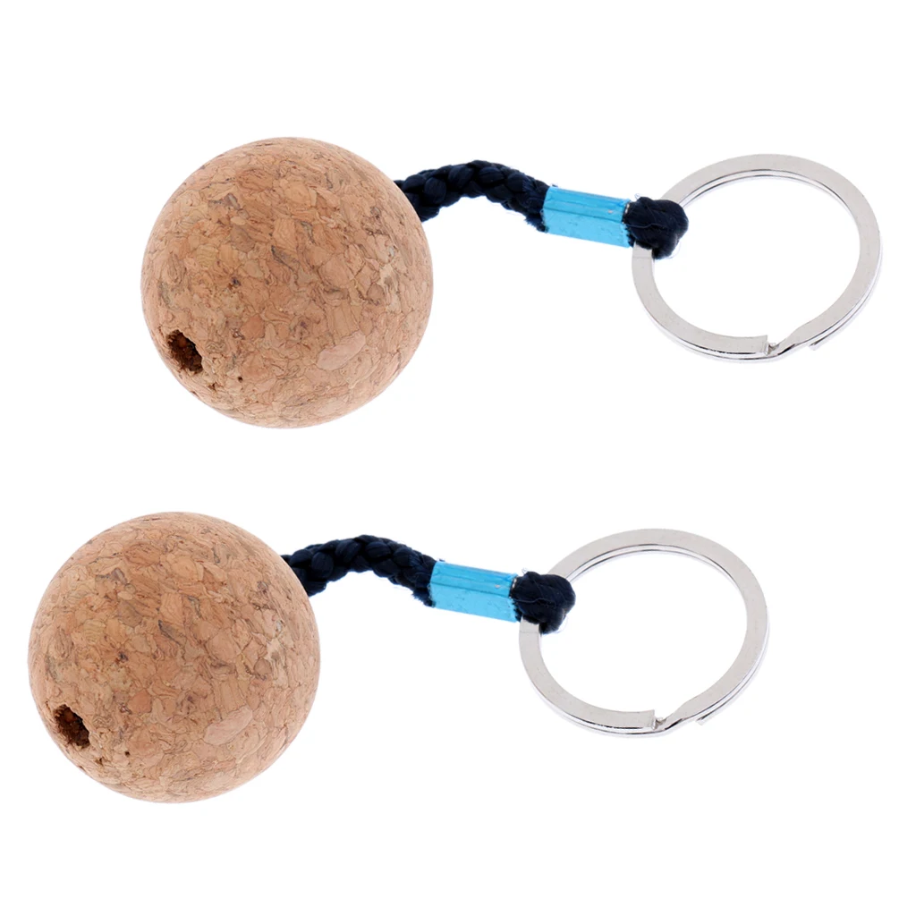 2 Pack Cork Ball Keychain, Floating Key Buoy Key Chain Key Holder for Water Sports Beach Travel Fishing Diving Rowing Boats