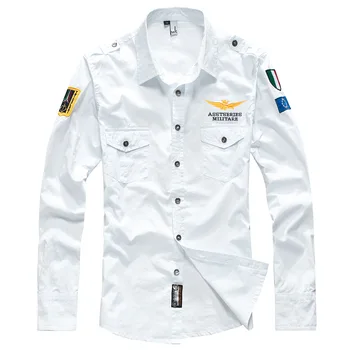 

man's shirt men's long sleeve shirt casual embroidery pilot shirt air force one Military white shirt mens clothing