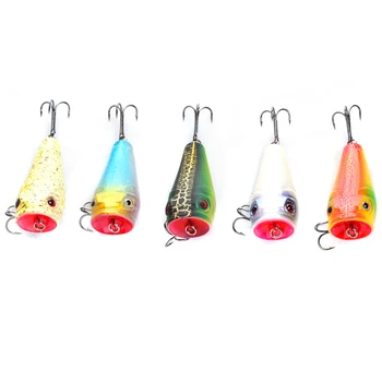 

5pcs Carp Fishing Lures 5cm/8g Topwater Popper Artifical Wobblers Fishing Bait Fishing Tackle 5 Colors Available