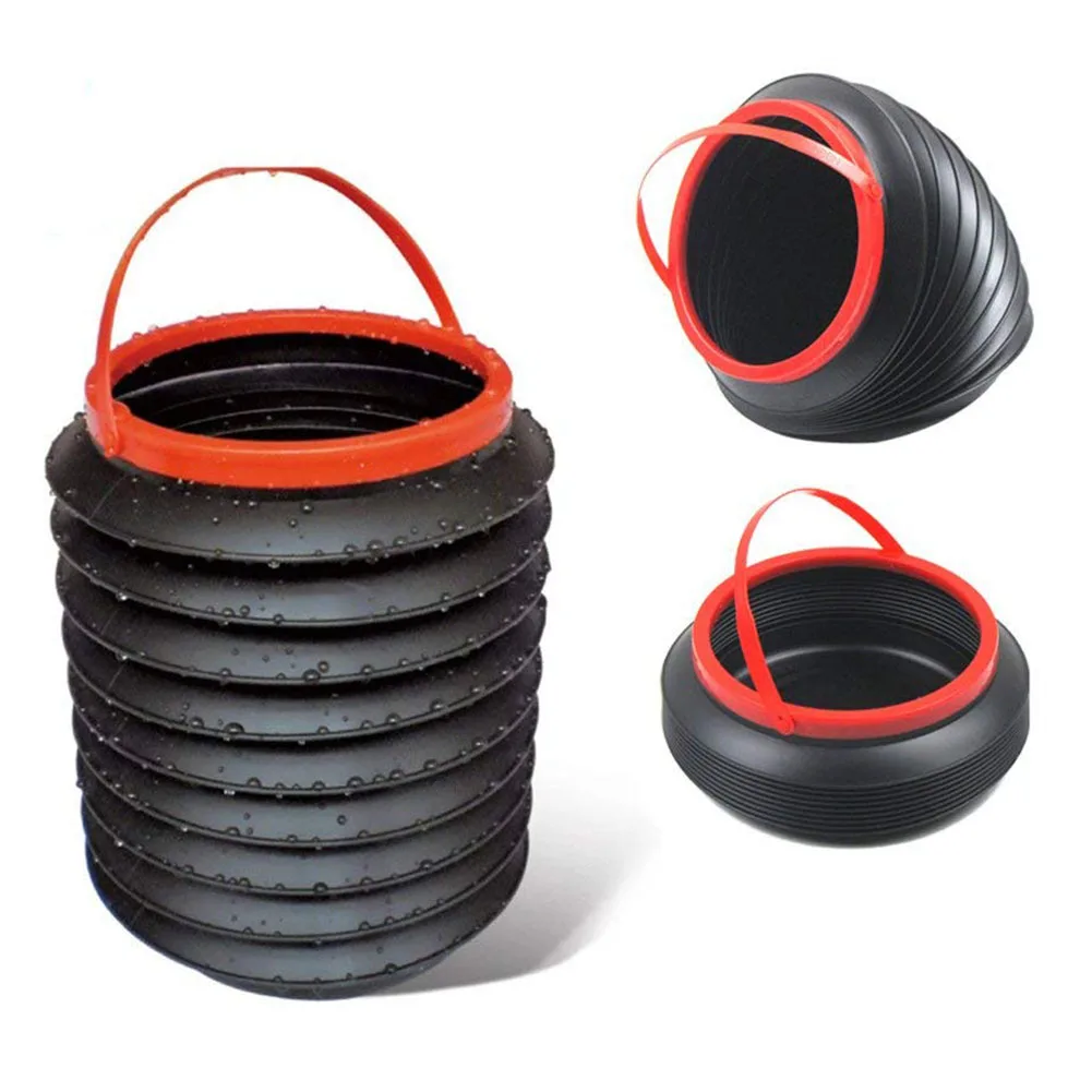 

Car Bin Foldable Trash Can Storage Container Organizer -4L Multi-function Collapsible Bucket - Use for Car Washing/Garbage/Fis
