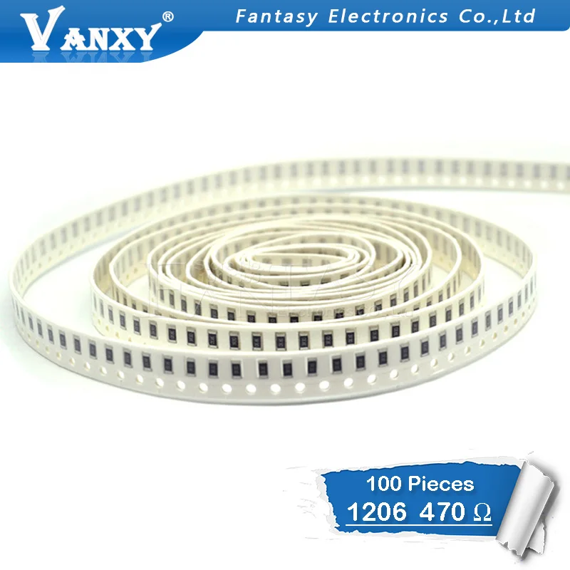 

100PCS 1206 SMD Resistor 1% 470 ohm chip resistor 0.25W 1/4W 470R 471