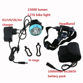 

Cycling Road Bike Light 23000LM 12x Cree XML T6 Led Bicyle Flashlight Headlamp Waterproof Mountain Lamp With 18650 Battery Pack