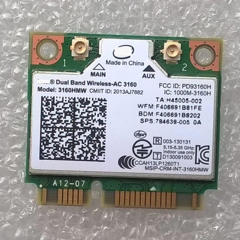 

Int Dual Band Wireless-AC 3160 3160HMW WiFi+BT4.0 Combo WLAN Adapter For hp ENVY 14/15/17 Series,sps 784638-005