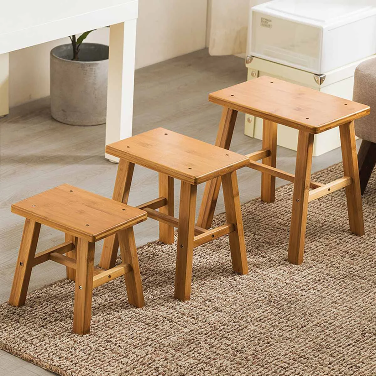 

Modern stool Chair for home shoes stool Natural Bamboo Shower Chair Furniture Living Room garden Waterproof surface Light weight