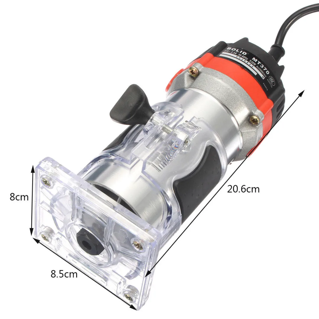 DWZ 220V 35000RPM 530W 1/4'' Electric Hand Trimmer Wood Laminator Router Tool Set