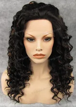 Medium Length Black&Brown Mixed Afro Kinky Curly Synthetic Lace Front Wig For Black Woman