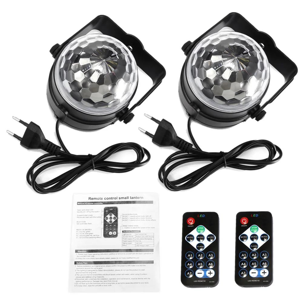 

2PCS RGB Professional LED Stage Lighting Party Effect Disco Ball Stage Light Effect Remote Controller Lamp Stage Dynamic Light