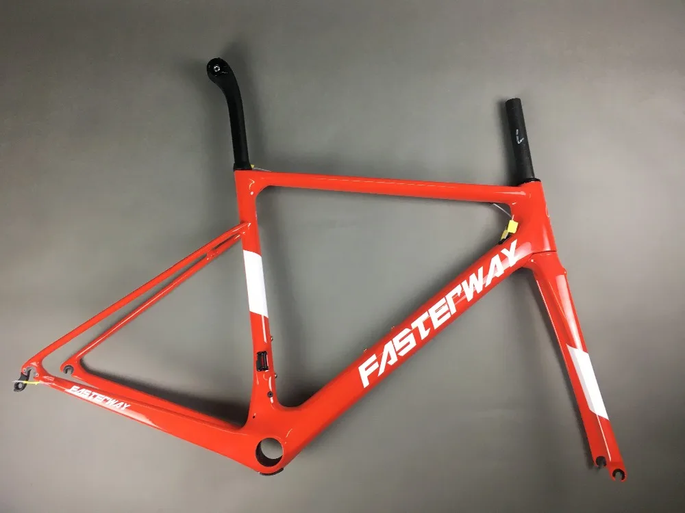 Flash Deal white red with black  FASTERWAY classic carbon road frameset UD weave carbon bike frame:Frameset+Seatpost+Fork+Clamp+Headset 96