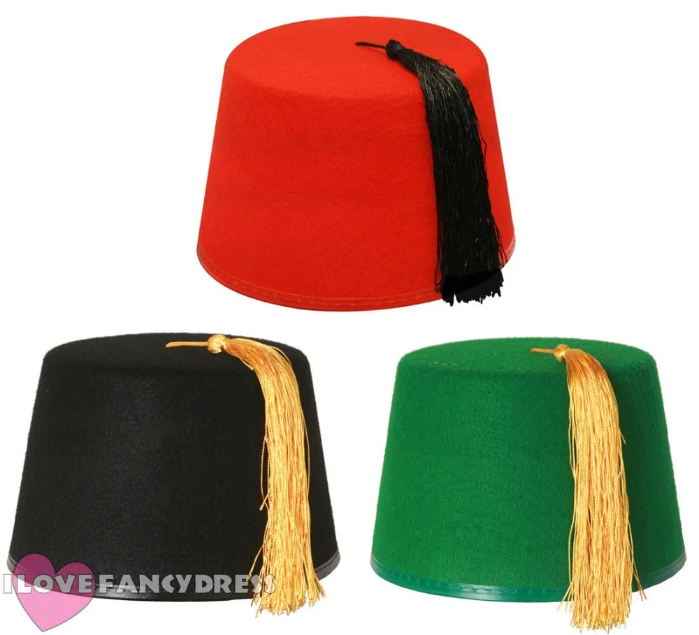 AUTHENTIC TURKISH FES TARBOOSH,OTTOMAN HAT FES ADULT RED FEZ WITH TASSLE