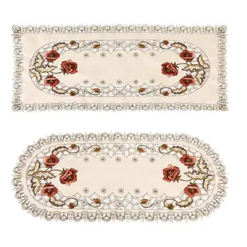 

New Tablecover Red Floral Flower Embroidered Table Tablecloth Cutwork Table Cloths Home Party Wedding Decoration