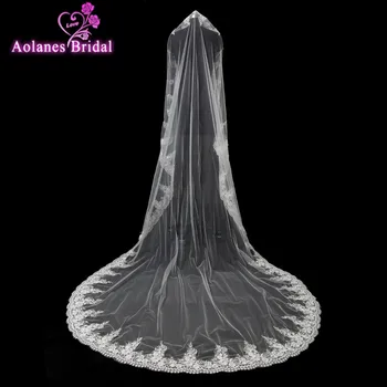 

2017 New 2.5 M White Cathedral Wedding Veils Long Lace Edge Bridal Veil Ivory Wedding Accessories Bride Mantilla Wedding Veil