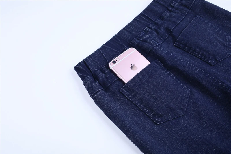Big Yards 2017 Spring Autumn Lmitation Jeans Pants Women Elastic Waist Trousers Ladies Vintage Pencil Slim Skinny Jeans 3 Colors
