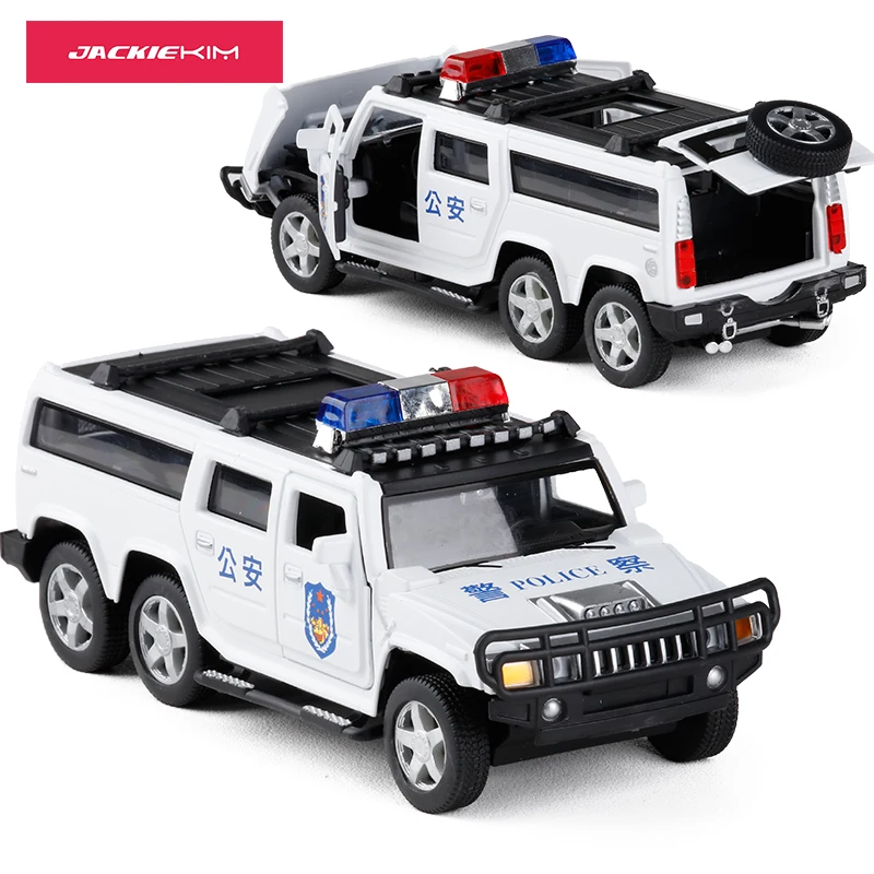 

1:32 Six-wheeled Hummer Alloy Police Off-road Model Toy Cars Sound Light Pull Back Chariot Toys Car For Children Free Shipping