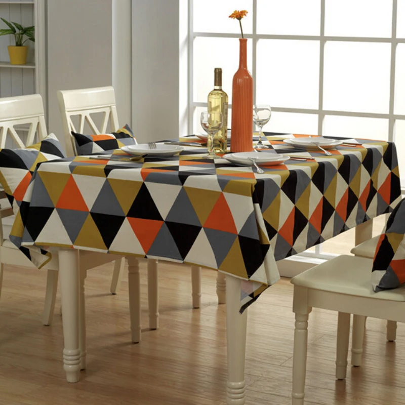 Simple Triangular Geometry Tablecloth Luxury Hotel Table Linen Simple Triangular Geometry Tablecloth Luxury Hotel Table Linen Cloths Water Proof Canvas Printed Cotton Tablecloths In From Home Garden