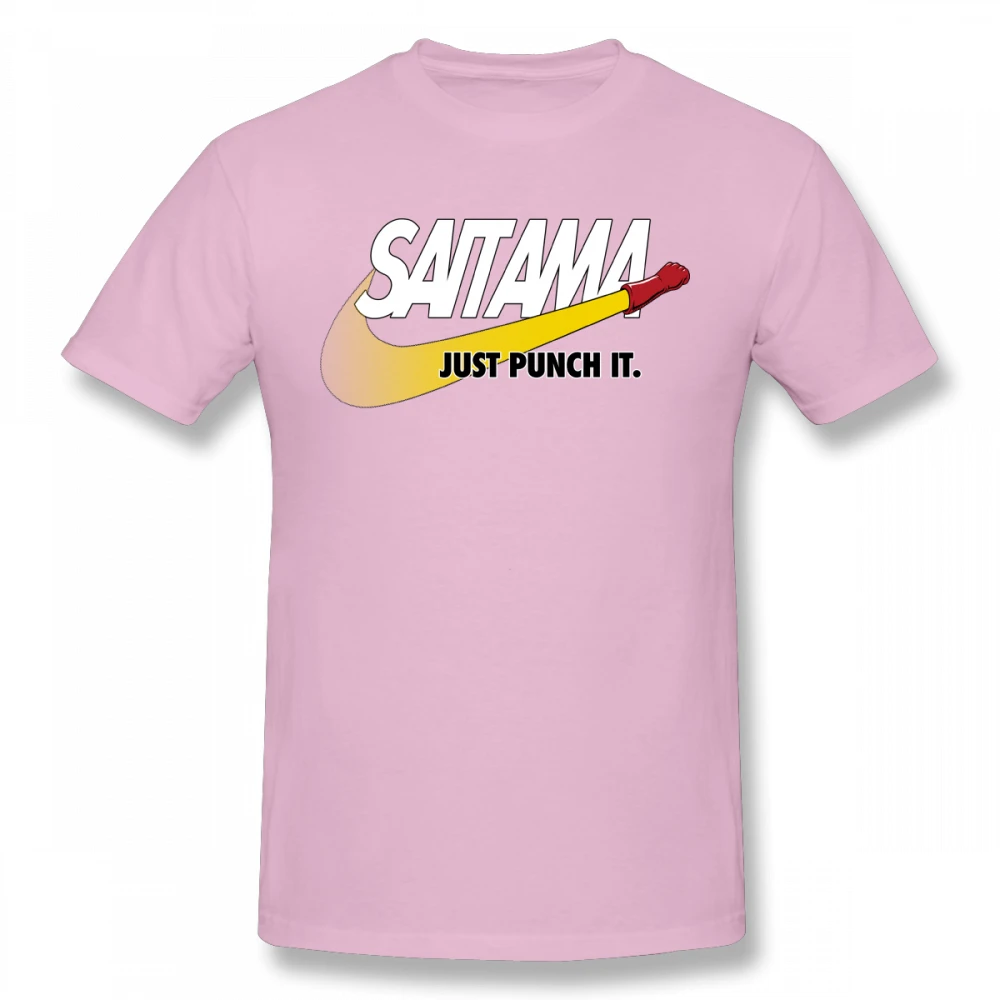 Новинка One Punch Man Футболка Сайтама футболка для мужчин Just Punch It аниме футболка - Цвет: Розовый