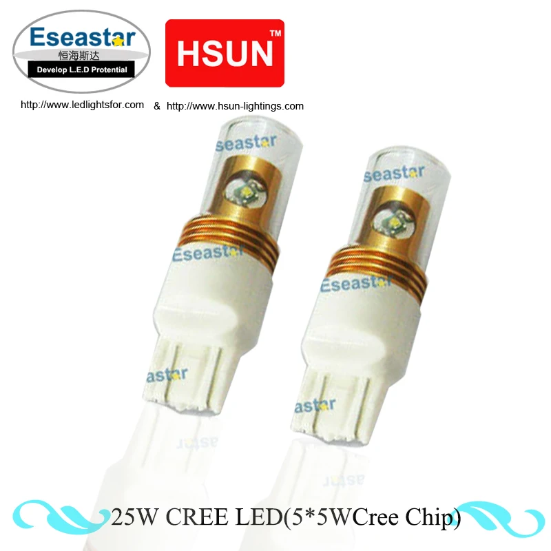 2 шт./лот Eseastar 25 Вт C.r.e.e XPE LED со стеклом W21/5 Светодиодная лампа T20 автомобильная 7443